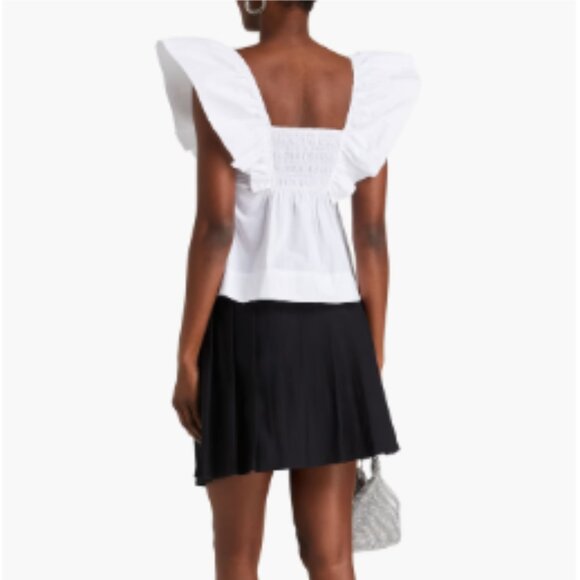 GANNI White Ruffled Top - Picture 3 of 4